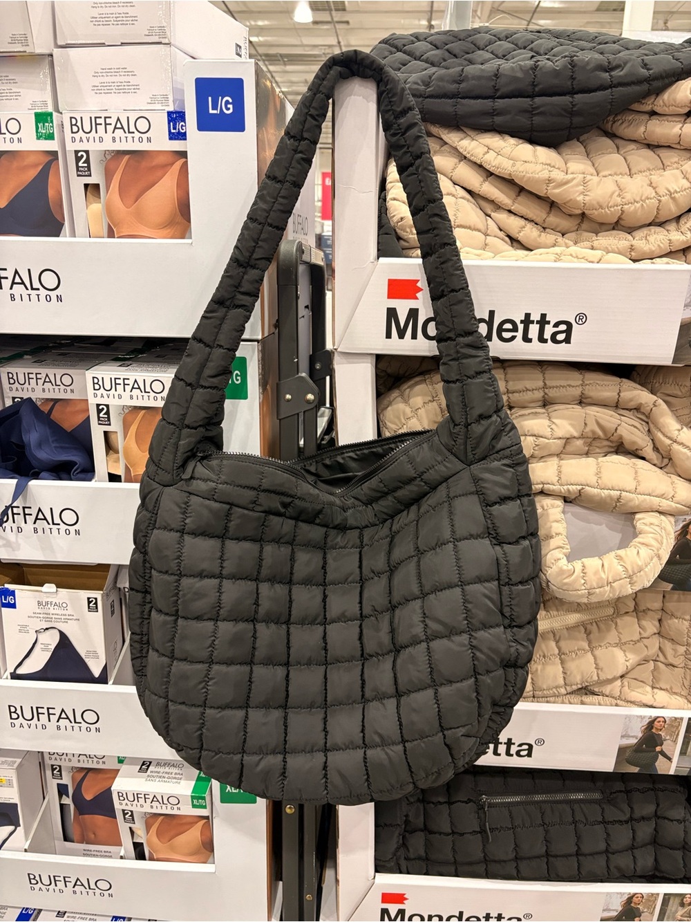 Quilted Shoulder Bag for Women — Black
